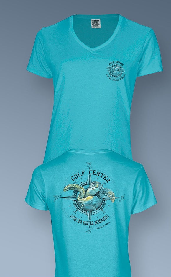 Women's V-Neck, Short Sleeve Gulf Center for Sea Turtle Research Tee